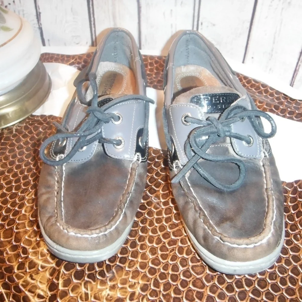 girls Sperry brown and black sz 6